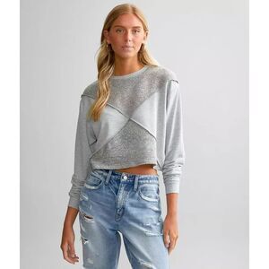 Fitz & Eddi Buckle Womens Gray Exposed Seam Boxy Pullover Top Small Grunge Urban